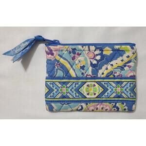 Vera Bradley Coin Purse Womens Sz Small Retired Capri Blue Zip Quilted Case GUC